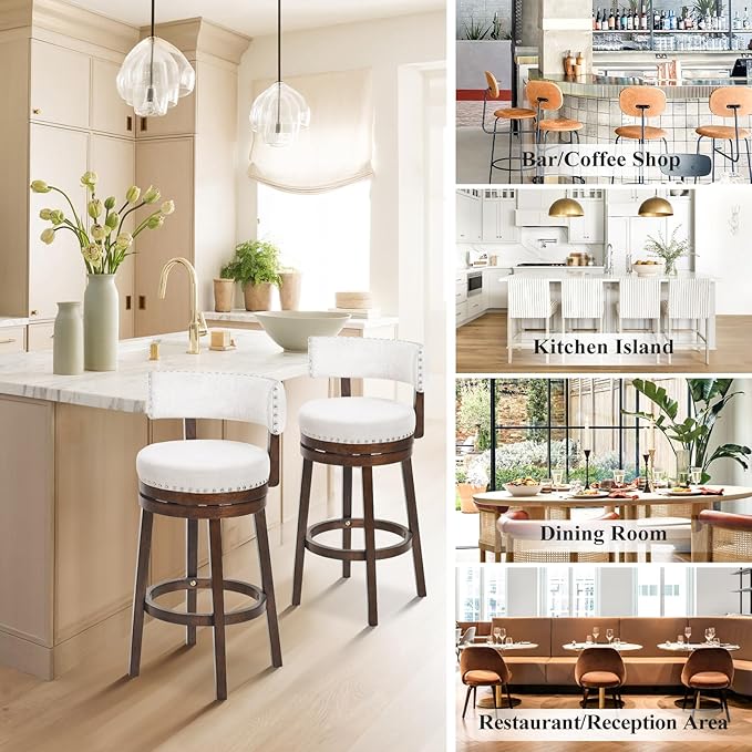 COLAMY Swivel Bar Stools Set of 3, Swivel Counter Height Barstools - Image 7