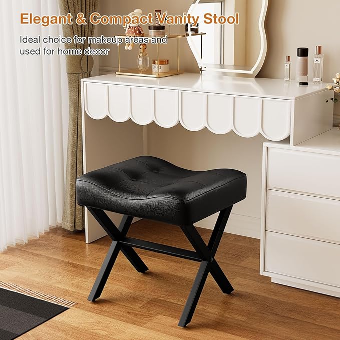 18-Inch Large Leather Vanity Stool, Vanity Chair - Image 6