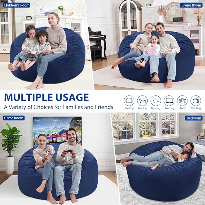 5FT Bean Bag Chair, Large Bean Bag Chairs - Image 4