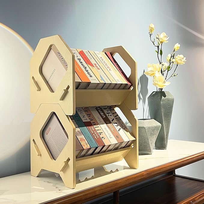 2 Pack Desktop Bookshelf, Stackable Book Organizer by StoneEgg