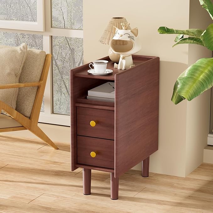 Huolewa Narrow Nightstand with 2 Drawers - Image 7