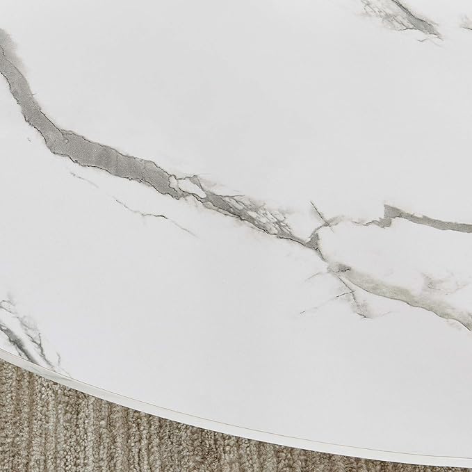 Oval Glass Coffee Table, Mid-Century Modern Design, L43 x W22 x H17 inch - Image 6