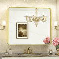 TokeShimi Gold Bathroom Mirror for Wall 42x36 Inch Rounded Corner Rectangle in by RefinedBathroomAccessories