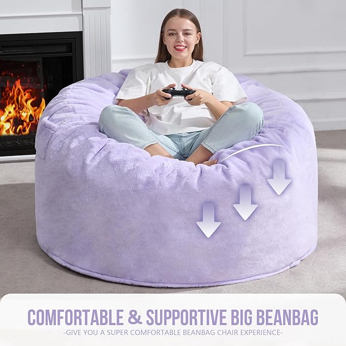 Hobestluk 4ft Bean Bag Chairs for Adults Large Beanbag Chair - Image 6
