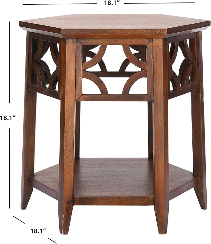 Safavieh American Homes Collection Connor Light Brown Hexagon End Table - Image 3