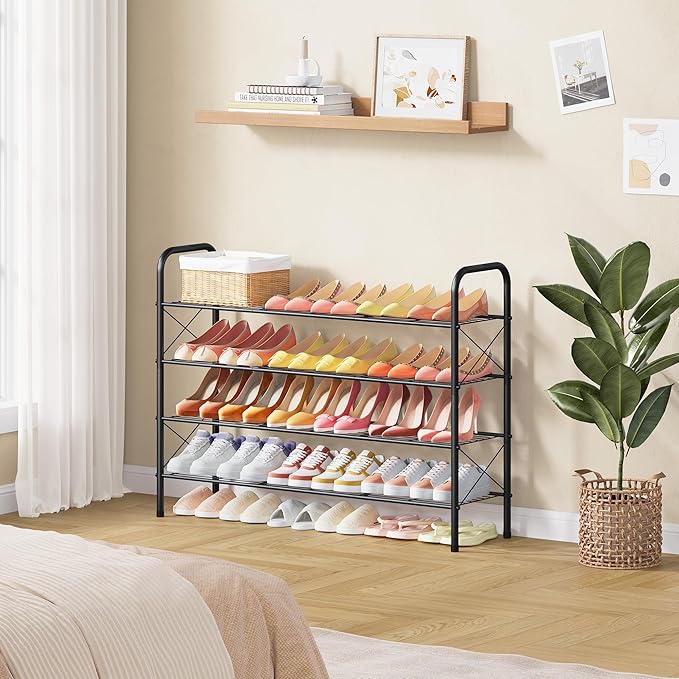 Hoctieon 4 Tier Mesh Style Shoe Rack, Entryway Shoe Shelf, Shoe Storage - Image 5