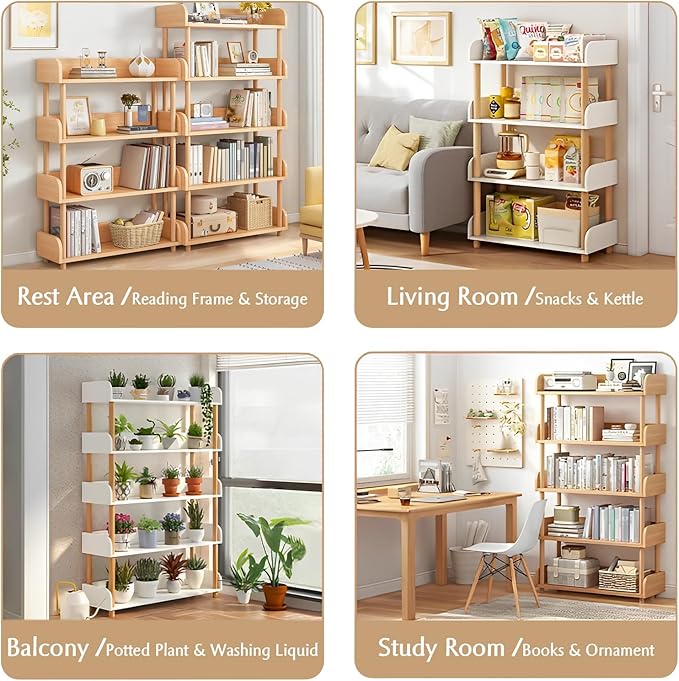 5-Tier Wooden Open Bookcase - Image 4