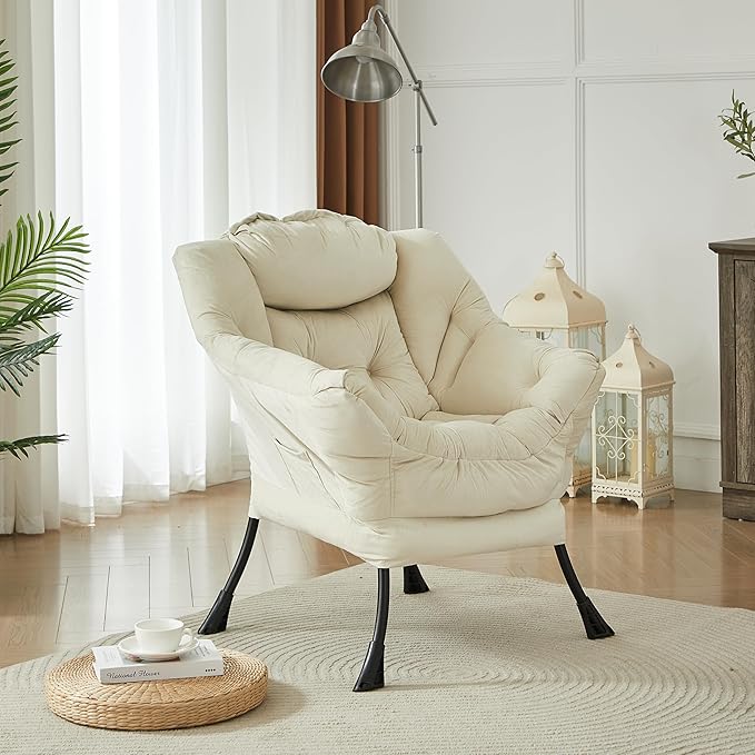 HollyHOME Modern Fabric Large Lazy Chair, Accent Oversized Comfy Reading Chair - Image 2