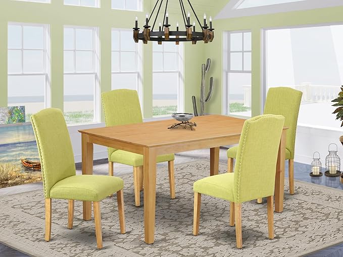 East West Furniture CAEN5-OAK-07 5 Piece Modern Dining Table Set Includes a - Image 2