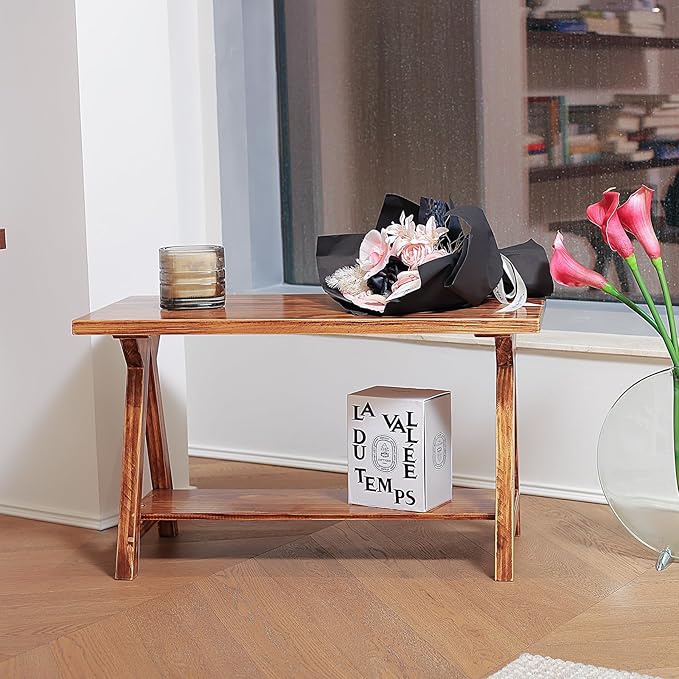 Solid Wood Entryway Bench，Farmhouse Bench - Image 5