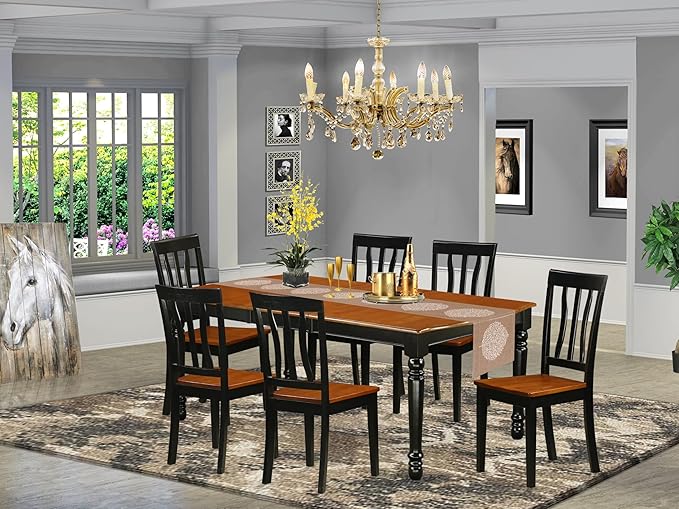 East West Furniture DOAN7-BCH-W 7 Piece Modern Dining Table Set Consist of a - Image 2