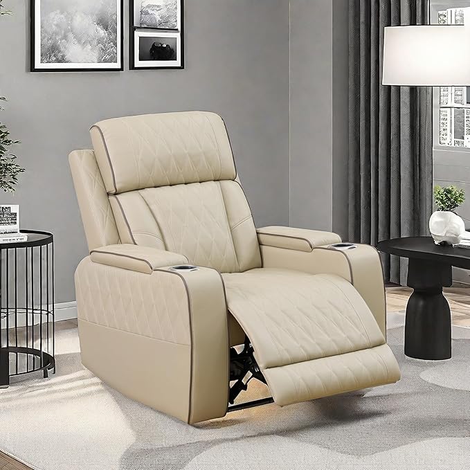 Recliner Chair, Leather Recliner Home Theater Seating, Electric Reclining Chair - Image 3