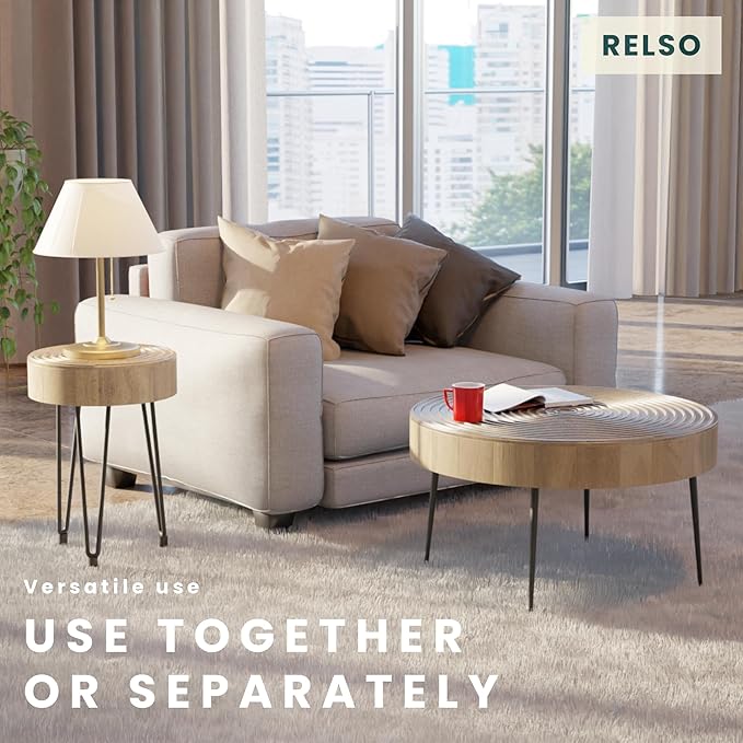 Relso Aspen Round Nesting Coffee Table Set of 2 – Solid Wood Nesting Tables - Image 6