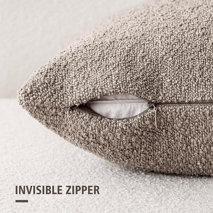 Foindtower Pack of 2 Textured Boucle Throw Pillow Covers Accent Solid - Image 2