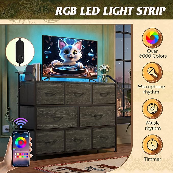WLIVE Led Dresser for Bedroom, TV Stand for Bedroom - Image 6