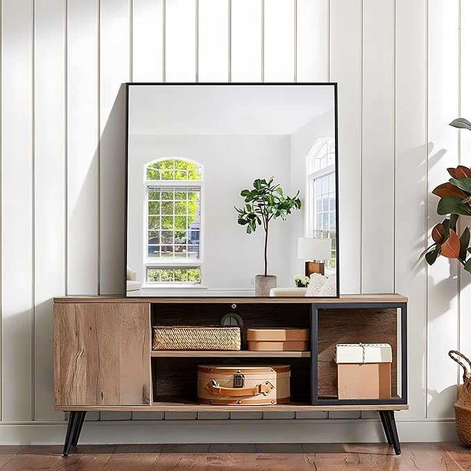 KOCUUY Bathroom Mirror, 30x30 Square Black Mirror - Image 3