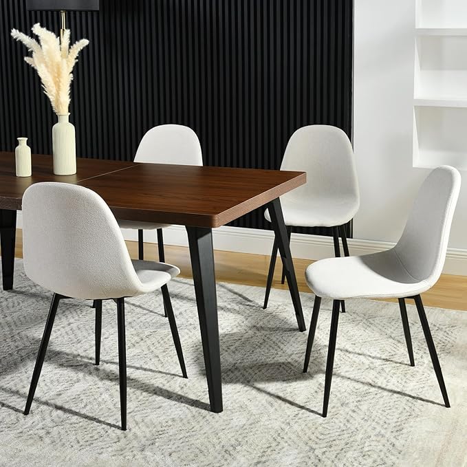 FurnitureR Dining Chairs Set of 4 Comfortable Upholstered, Fabric Mid-Back - Image 7