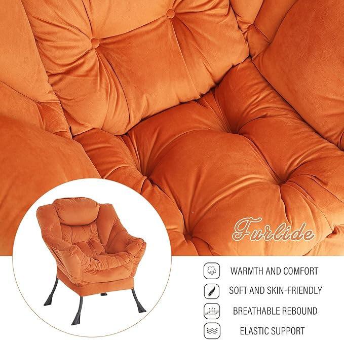 Lazy Chair with Ottoman, Modern Chair with Folding Footrest, Lounge Accent Chair - Image 4
