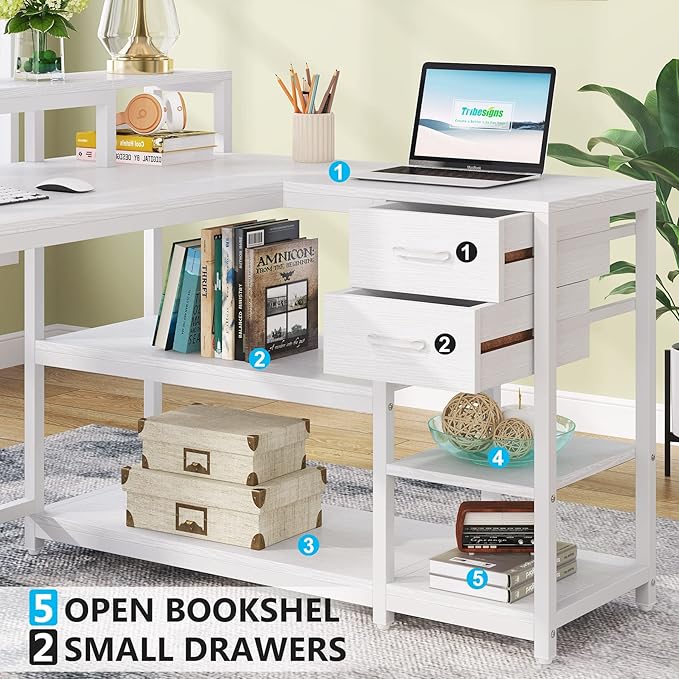 Tribesigns 55-inches Reversible L Shaped Desk - Image 7