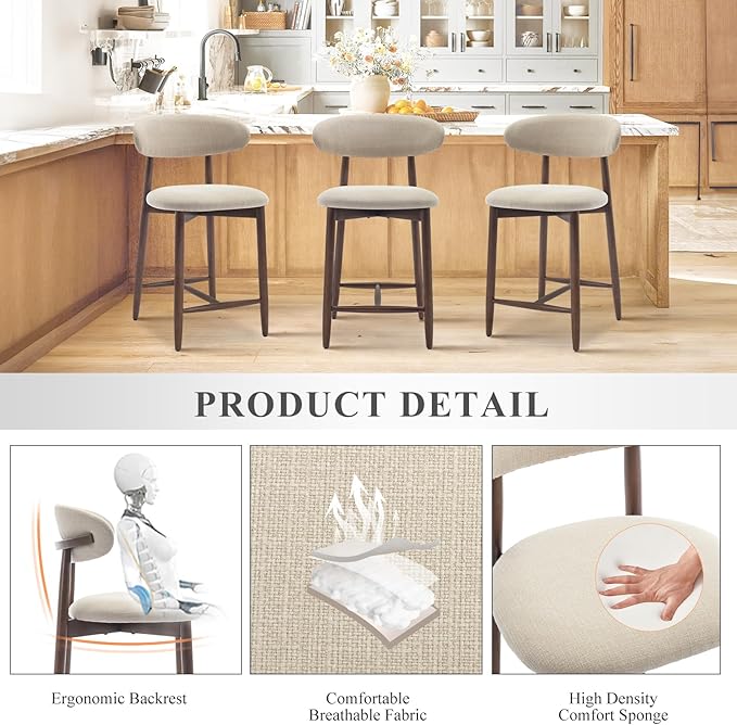 COLAMY Counter Height Bar Stools Set of 4, Kitchen Bar Stools - Image 4