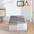 16 Inch Twin Bed Frames with White Skirt Cover, Metal Twin Size Bed Frame with by Upcanso