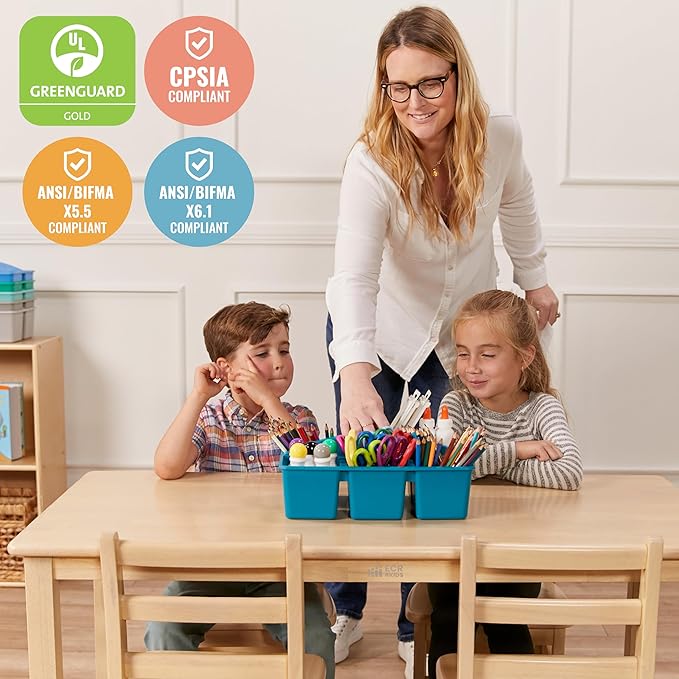 ECR4Kids 24in x 48in Rectangular Hardwood Table and Chair Set, 12in Seat Height - Image 9