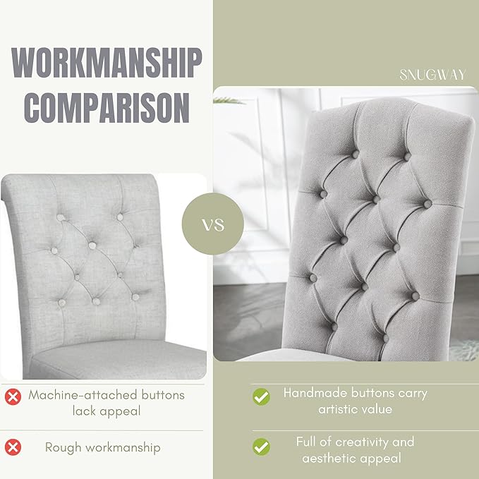 Tufted Upholstered Parsons Dining Chair Set Fabric Diner Accent Stylish Modern - Image 6