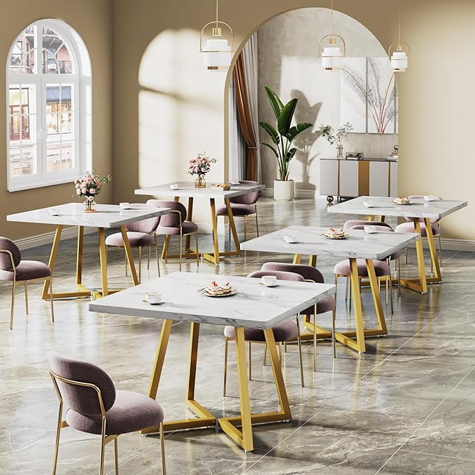 Tribesigns Square Dining Table for 10, 31.5" Modern White Dinner Table - Image 4