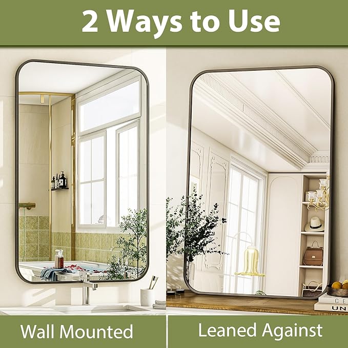 20 x 28 Inch Bathroom Mirror, Rounded Rectangular Vanity Mirror - Image 6