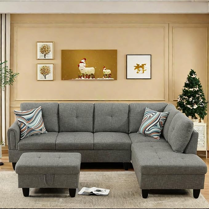 L Shaped Sectional Couch with Otttoman, Apartments - Image 5