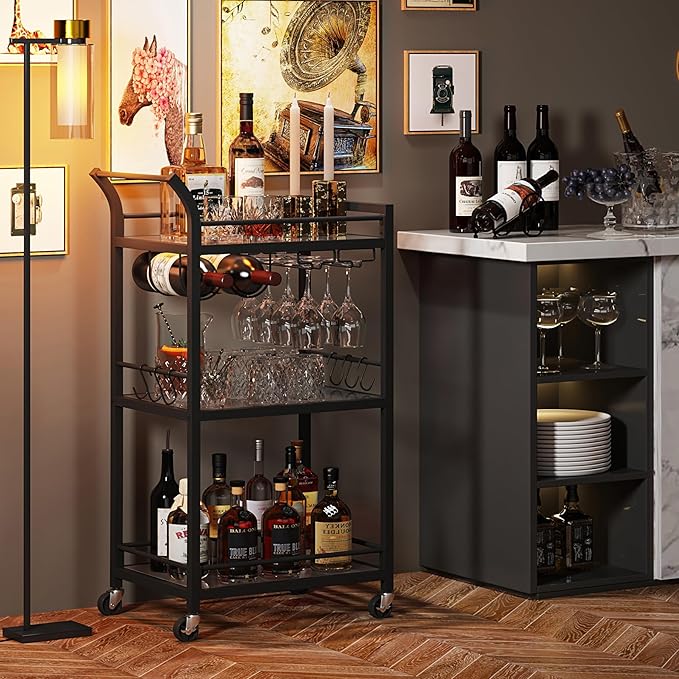 TUTOTAK Bar Cart, Home Bar Serving Cart - Image 2