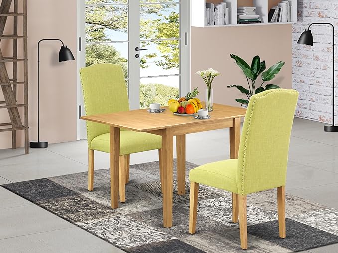 East West Furniture NDEN3-OAK-07 3 Piece Dinette Set - Image 2