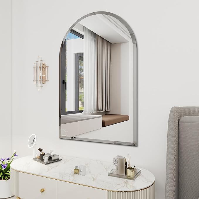 Arched Bathroom Mirror, 28X36 inch Arched Frameless Mirror, Arch Wall - Image 4