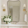Brushed Gold Bathroom Mirror, 24x40 Inch Gold Irregular Bathroom Vanity Mirror by Mirrorartmirror