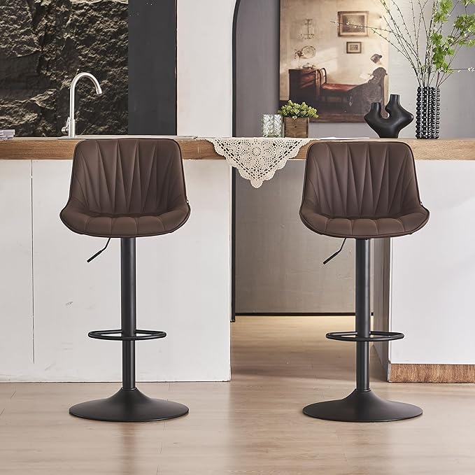 YOUNIKE Bar Stools Set of 2, Faux Leather Padded Bar Stool Counter Height - Image 9