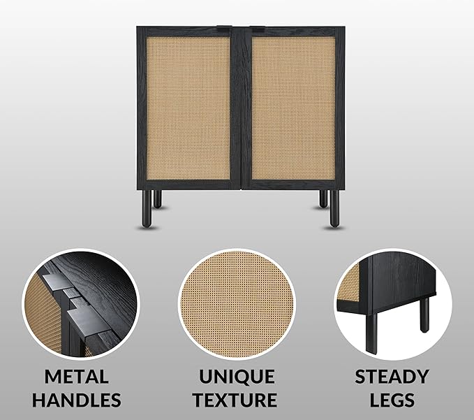 Sango Orre 2-Door Cabinet, Modern Black Storage Cabinet - Image 6