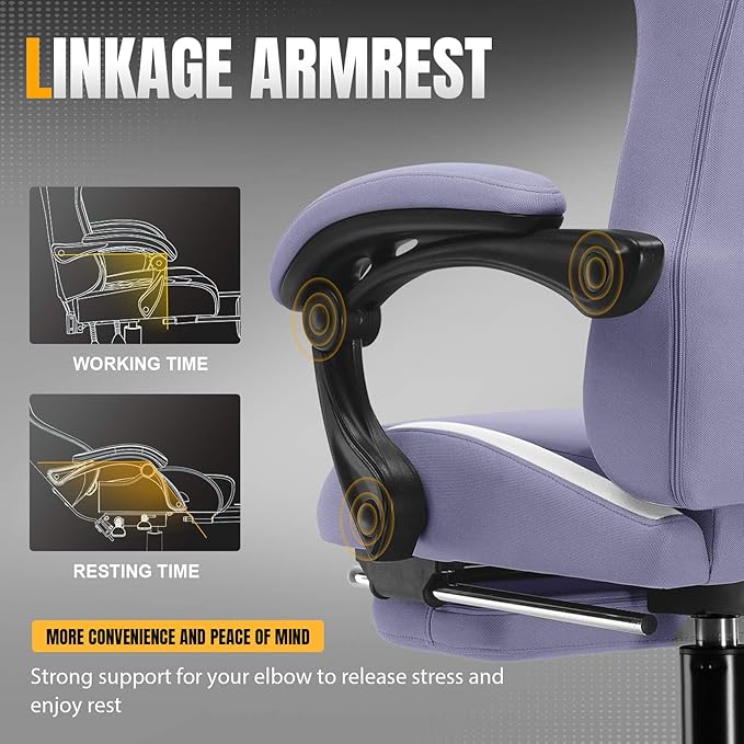 GTRACING Gaming Chair with Foot Rest & Pocket Spring Cushion, Breathable Fabric - Image 8