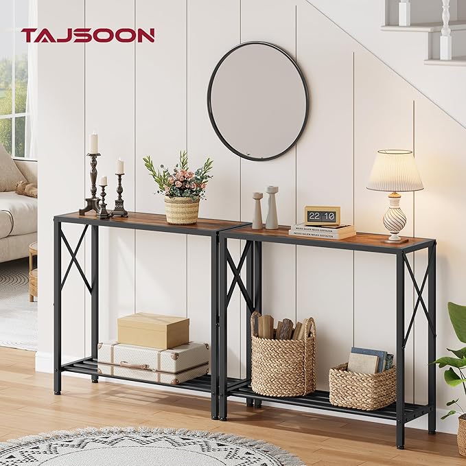 Tajsoon 2 Pack Console Table, 2 Tier Small Hallway Table, Narrow Sofa Table - Image 4