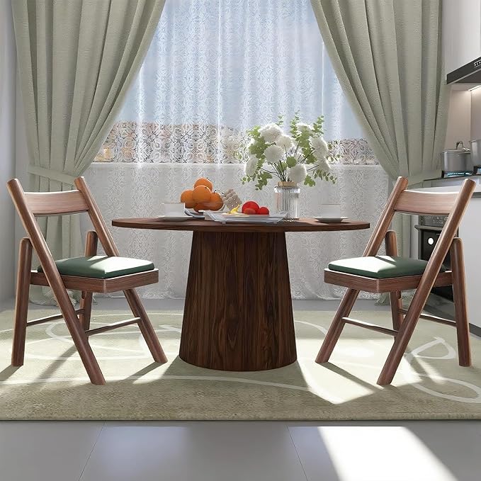 Folding Chairs with Cushion, Solid Wood Padded Foldable Chair, Folding Dinings - Image 2
