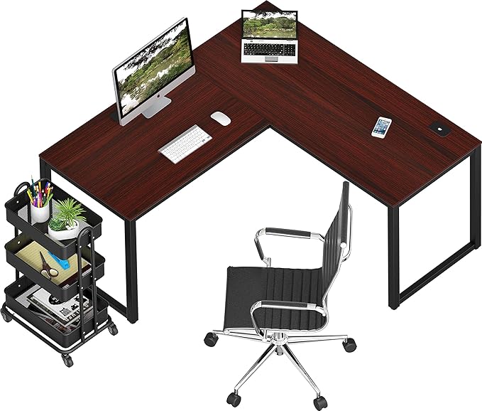 SHW 55 x 60 Inches Commercial-Grade L-Shape Corner Office Computer Desk - Image 5