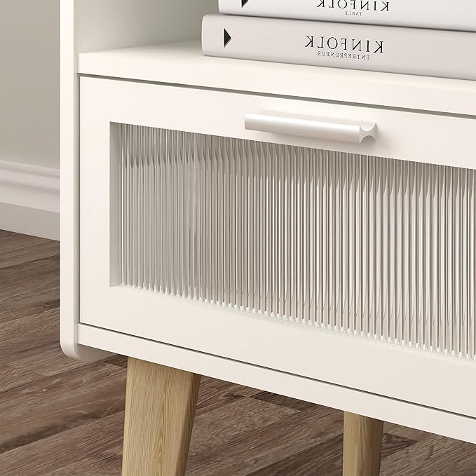Nightstand with Charging Station, Bedside Tables, End Table Side Table with 2 - Image 6