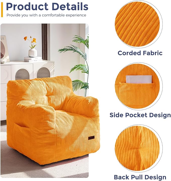 MAXYOYO Bean Bag Chair, Tufted Bean Bag Couch Lazy Chair, Living Room Sofa Couch - Image 7