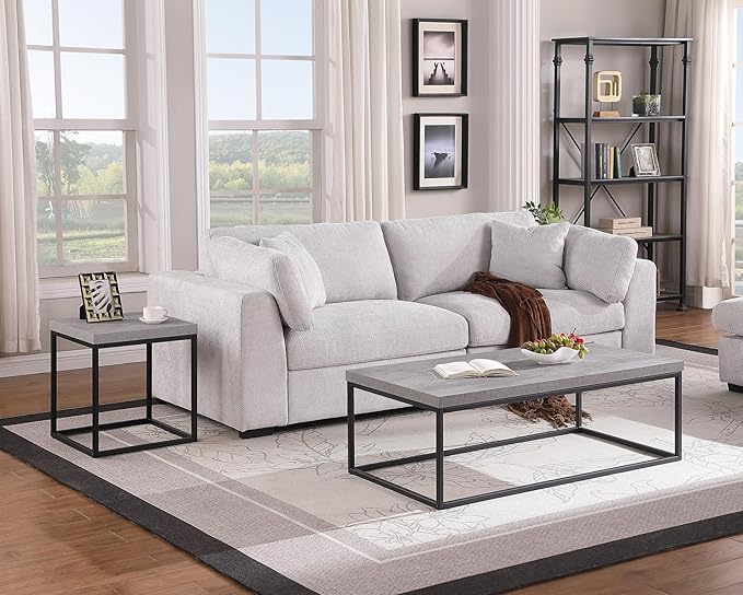 CENSI 47-Inch Grey Marble Accent Coffee Table/Center Table - Image 4