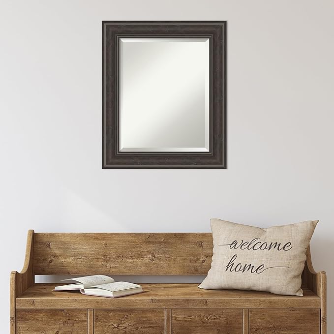 Amanti Art Brown Wall Mirror 26x22 Shipwreck Greywash Rectangle Bathroom Mirror - Image 5