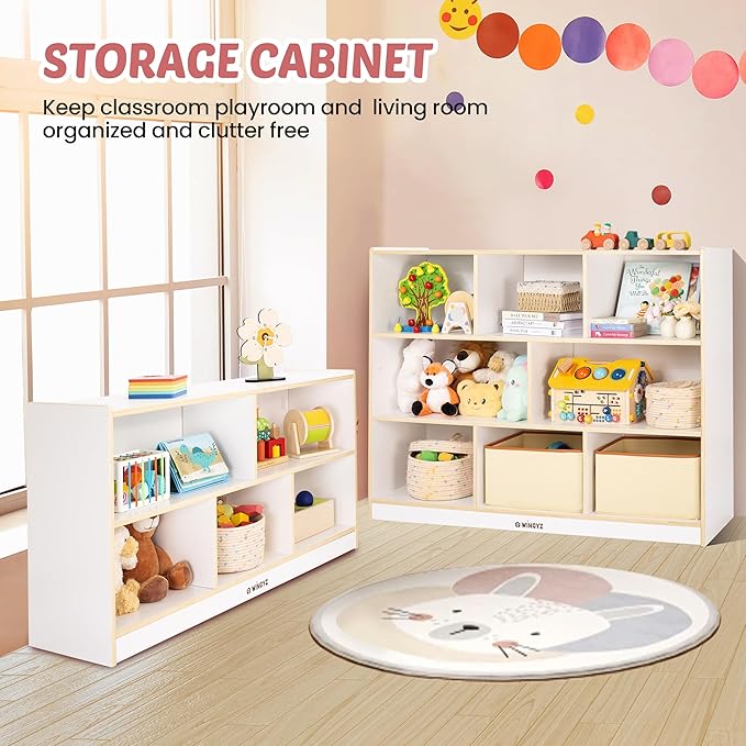 Toy Storage Organizer for Kids, 5-Compartment Wooden Storage Cabinet, Children - Image 6