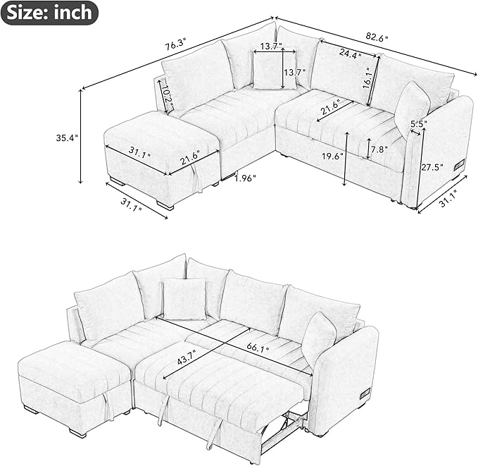 Ball & Cast L-Shaped Sectional Pull Out Sofa - Image 2