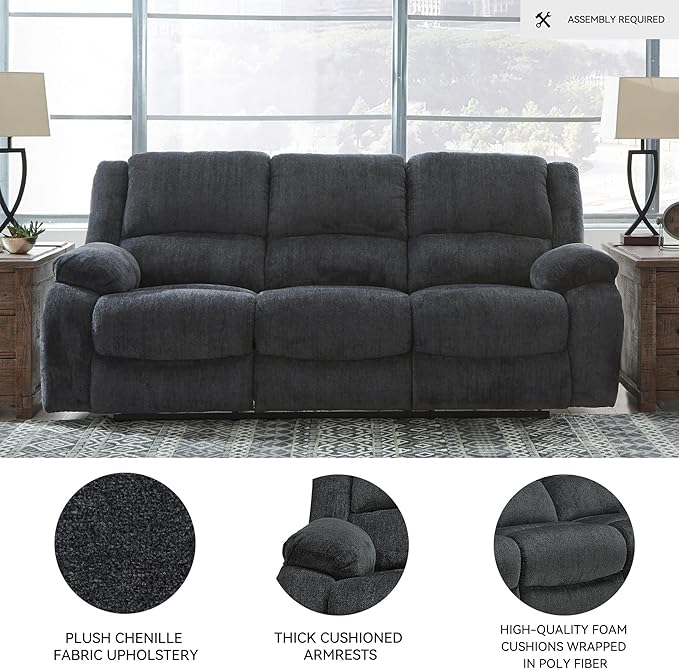 Signature Design by Ashley Draycoll Contemporary Manual Pull Tab Reclining Sofa - Image 4