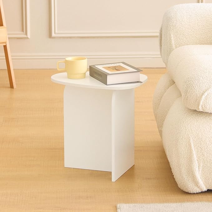 AWASEN White Side Table, Small Triangle End Table Living Room, Modern Accent - Image 7