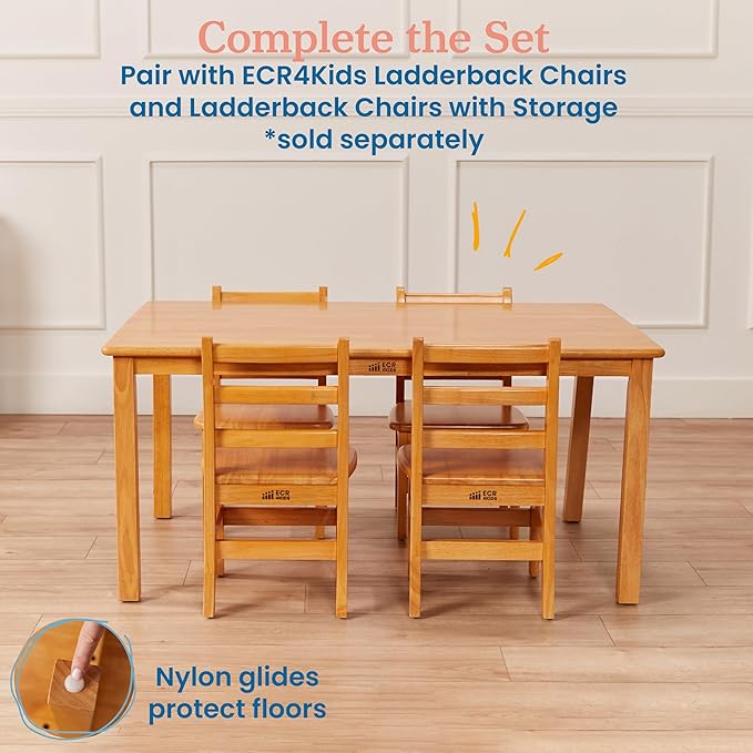 ECR4Kids 30in x 48in Rectangular Hardwood Table - Image 6