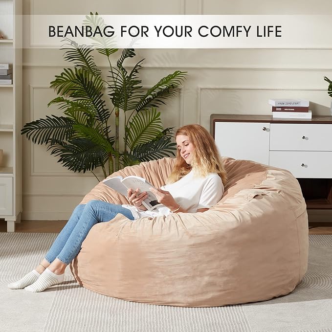 HABUTWAY Bean Bag Chair: Giant 5' Memory Foam Furniture Bean Bag Chair - 5Ft - Image 6